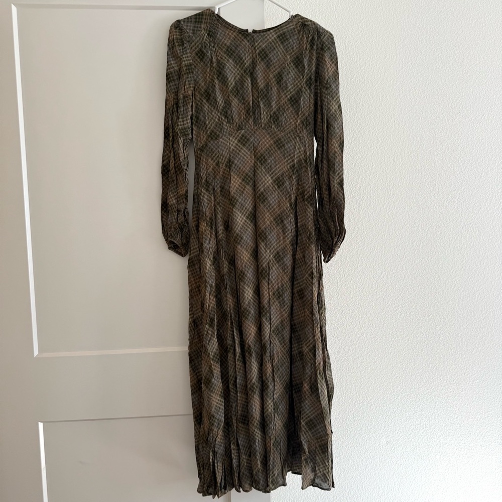 UNIQLO Plaid Olive Green Dress